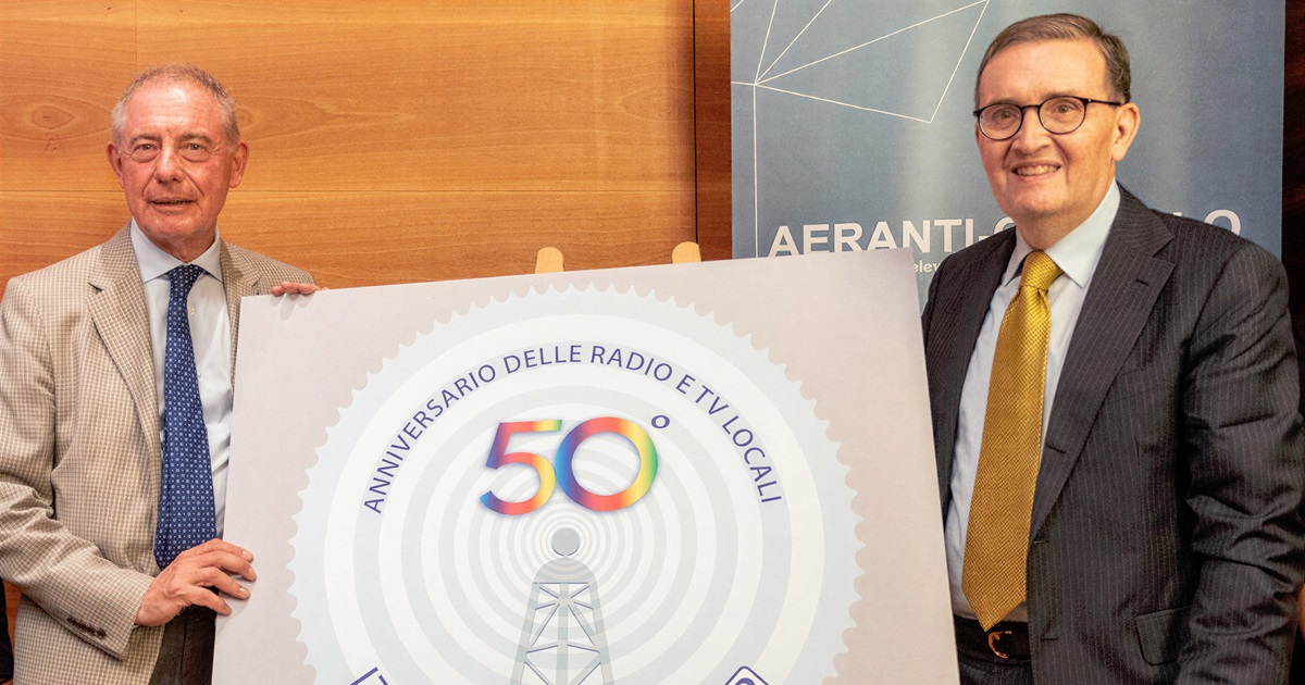 Emesso oggi il francobollo dedicato al 50° anniversario delle radio e delle televisioni locali, su proposta di Aeranti-Corallo