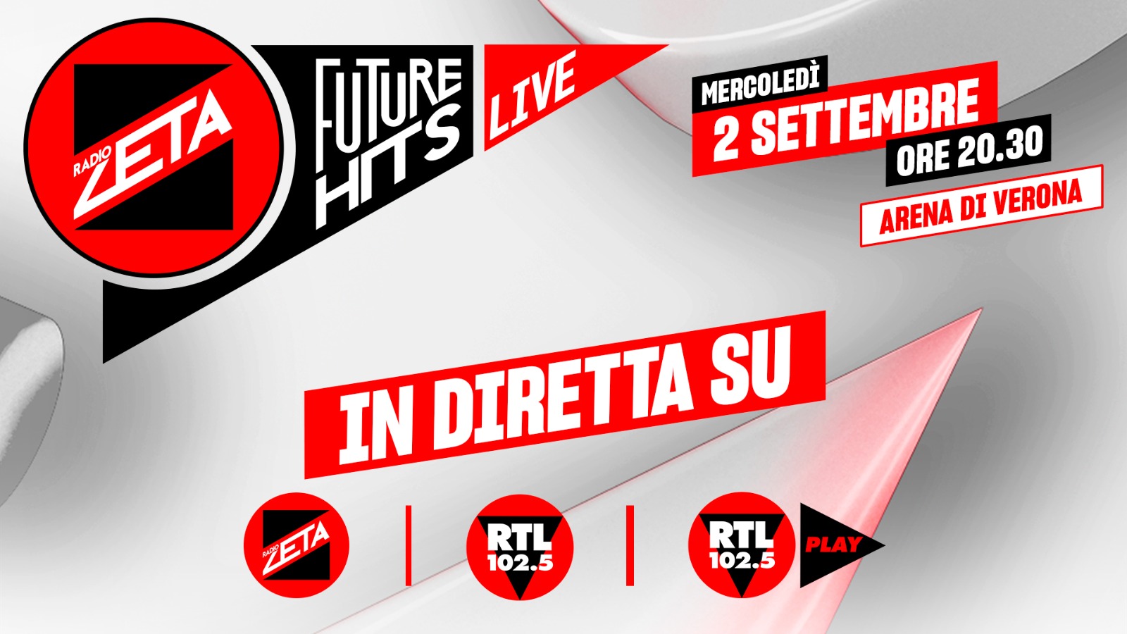 Di Benedetto, Campese, Abbiati, Brugali alla conduzione del "Future Hits Live" di Radio Zeta