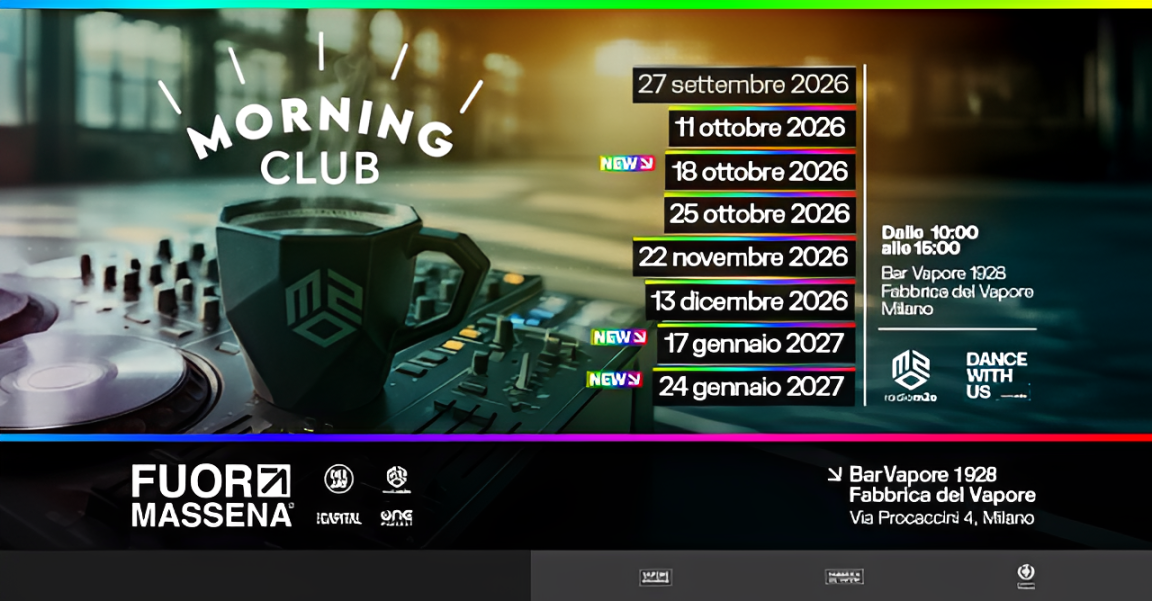 "m2o morning club", il 25 ottobre nuovo appuntamento alla Fabbrica del Vapore di Milano